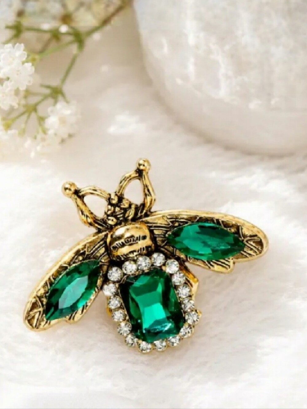 🌺Bee And Emerald Rhinestone Brooch Bee Jewelry Bee Accessories